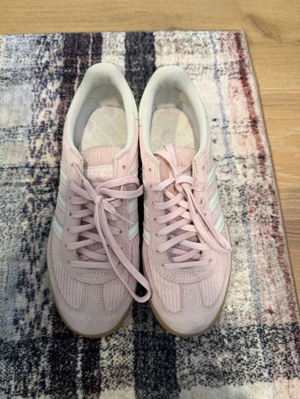 Adidas gazelles pink corduroy